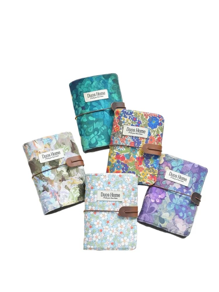 Printed M5 Refillable Planner Notebook, Fabric Cover Travel Journal Diary, Mini Pocket Size Binder Notepad for Daily Writing