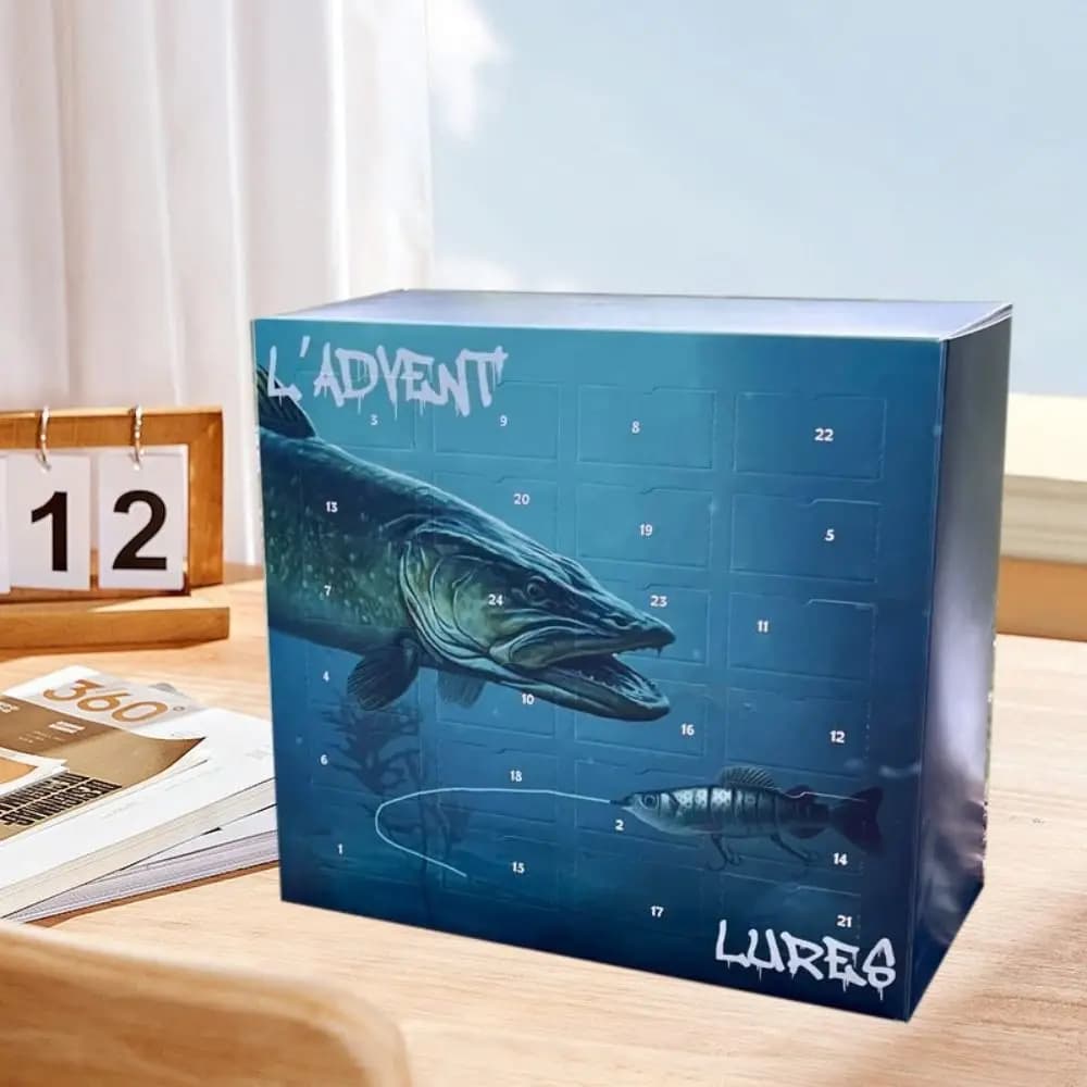 Practical Tackle Fishing Advent Calendar 24 Days Countdown Fishing Gear Christmas Fishing Calendar Realistic Fishing Tackle Set