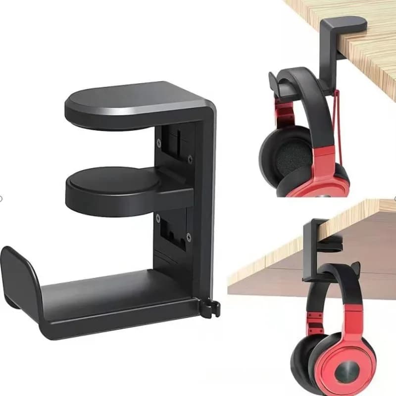 Resin 360 ° Support Desk Headphones with Clip, Over-Ear Headphone Holder, Gaming Desk Accessories