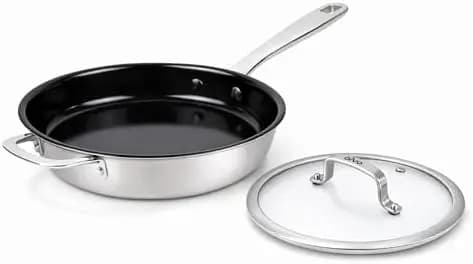 Maestro 11" Stainl Steel Ceic Nonstick Frying Pan with Glass Lid | 11 inch ceic coated nonstick skillet with glass lid