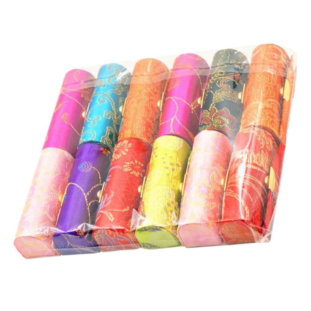 12 pezzi di custodie vintage per rossetti ricamate, portatili, con elegante supporto per l'uso quotidiano delle donne
