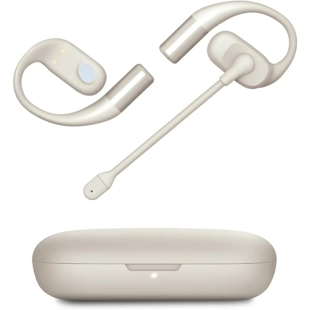 Open-Ear Wireless Earbuds with ENC Mic for Privacy and Clarity, Ideal for Work, Travel, and Exercise, IPX4, White