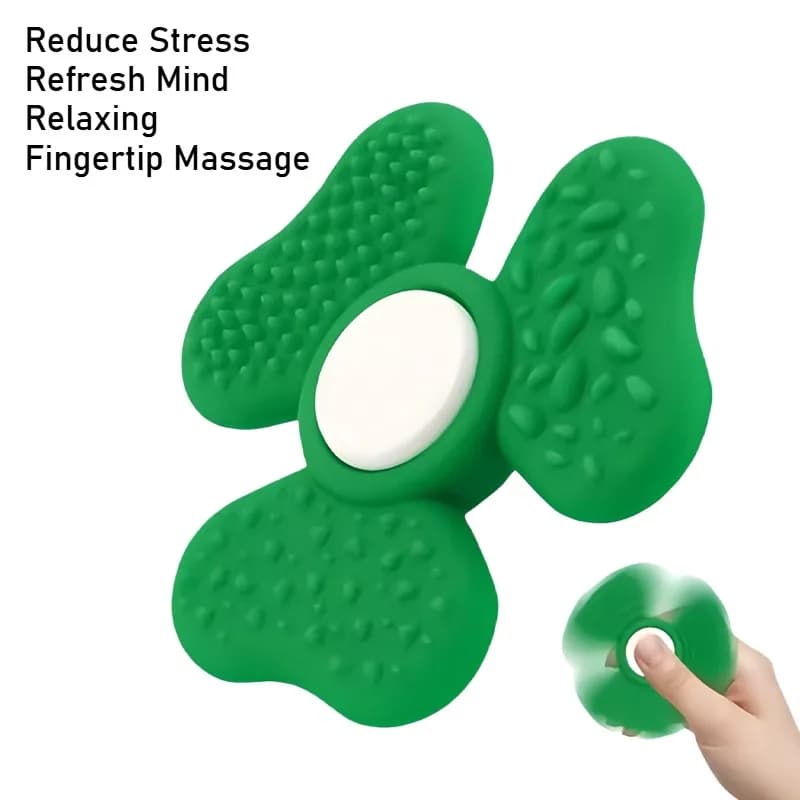 Fidget Spinner Clover: Giocattolo Sensoriale in Silicone Testurizzato, Pietre Antistress per Migliorare la Concentrazione e Ridurre le Distrazioni