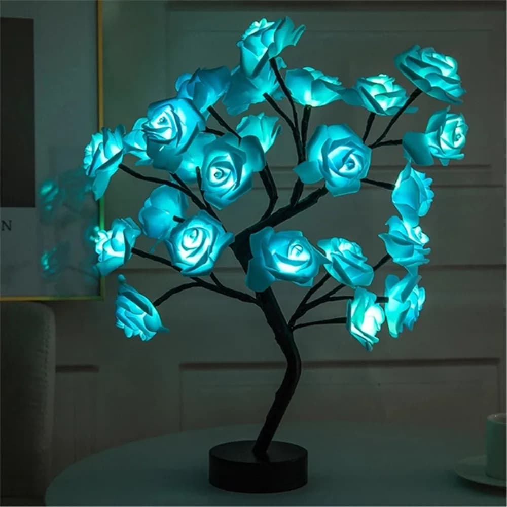 Lampada da tavolo a LED con fiore di rosa USB Luci natalizie per albero di Natale Luci notturne Festa a casa Decorazione della camera da letto di nozze Regalo per la festa della mamma
