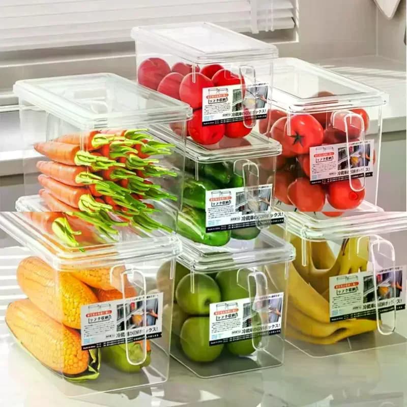 Clear Plastic Fridge Storage Box Kitchen Refrigerator Organizer For Vegetables Fruits Eggs Household Food Fresh Container 1Pc