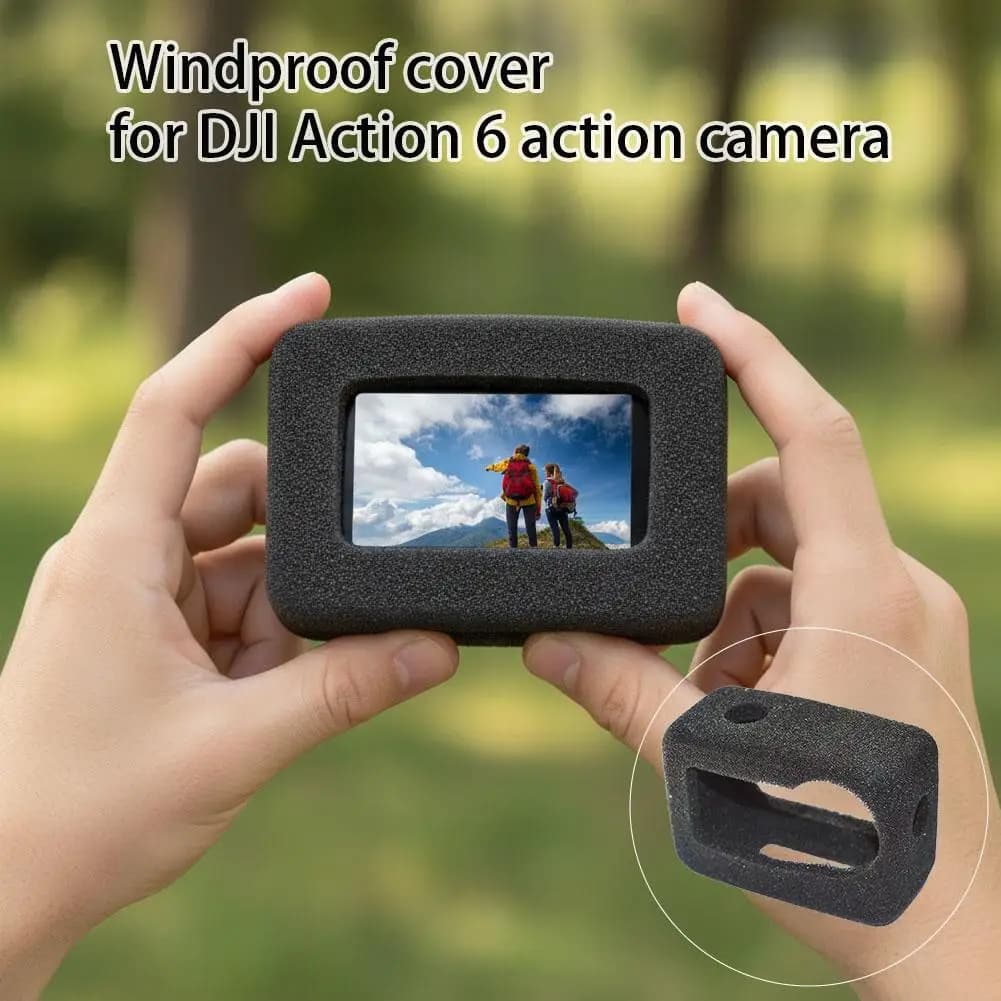 Black Sports Camera Windproof Cover for DJI Action 6 High Sponge Cover for DJI Sports Camera Accessories
