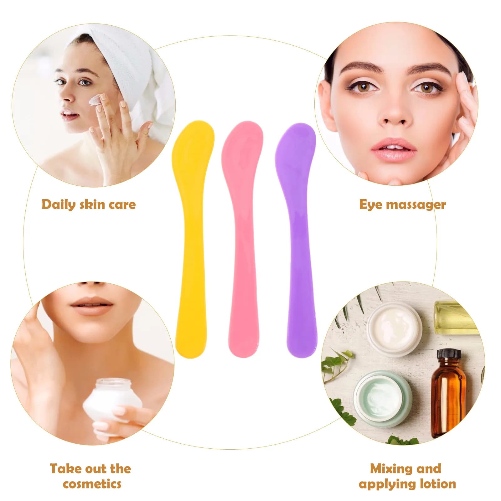 Set of 10 Plastic Spatulas for Face and Body Masks, Easy to Clean Beauty Tool