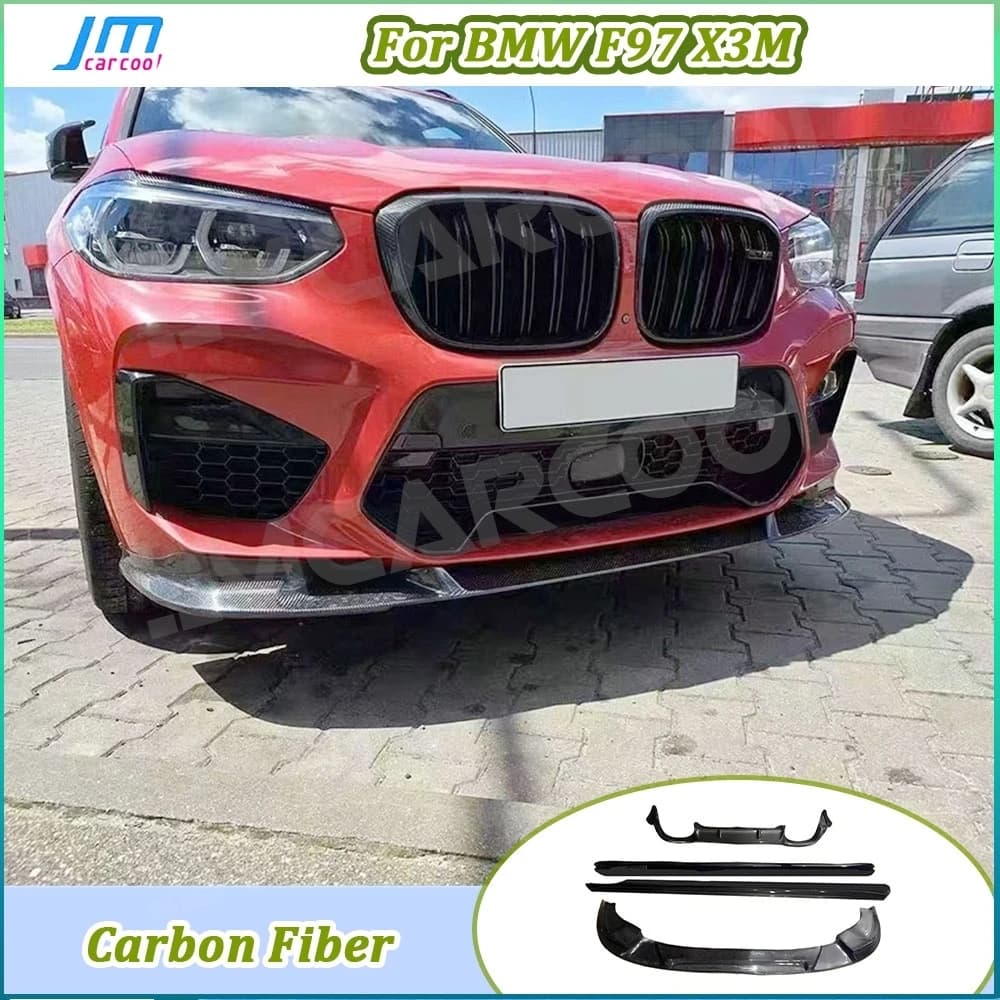 Real Carbon Fiber Auto Labber Front Mini Side Side Diffuser Spoiler Rear for BMW F97 X3M 2019-2021 FRP Body kit Front bumper