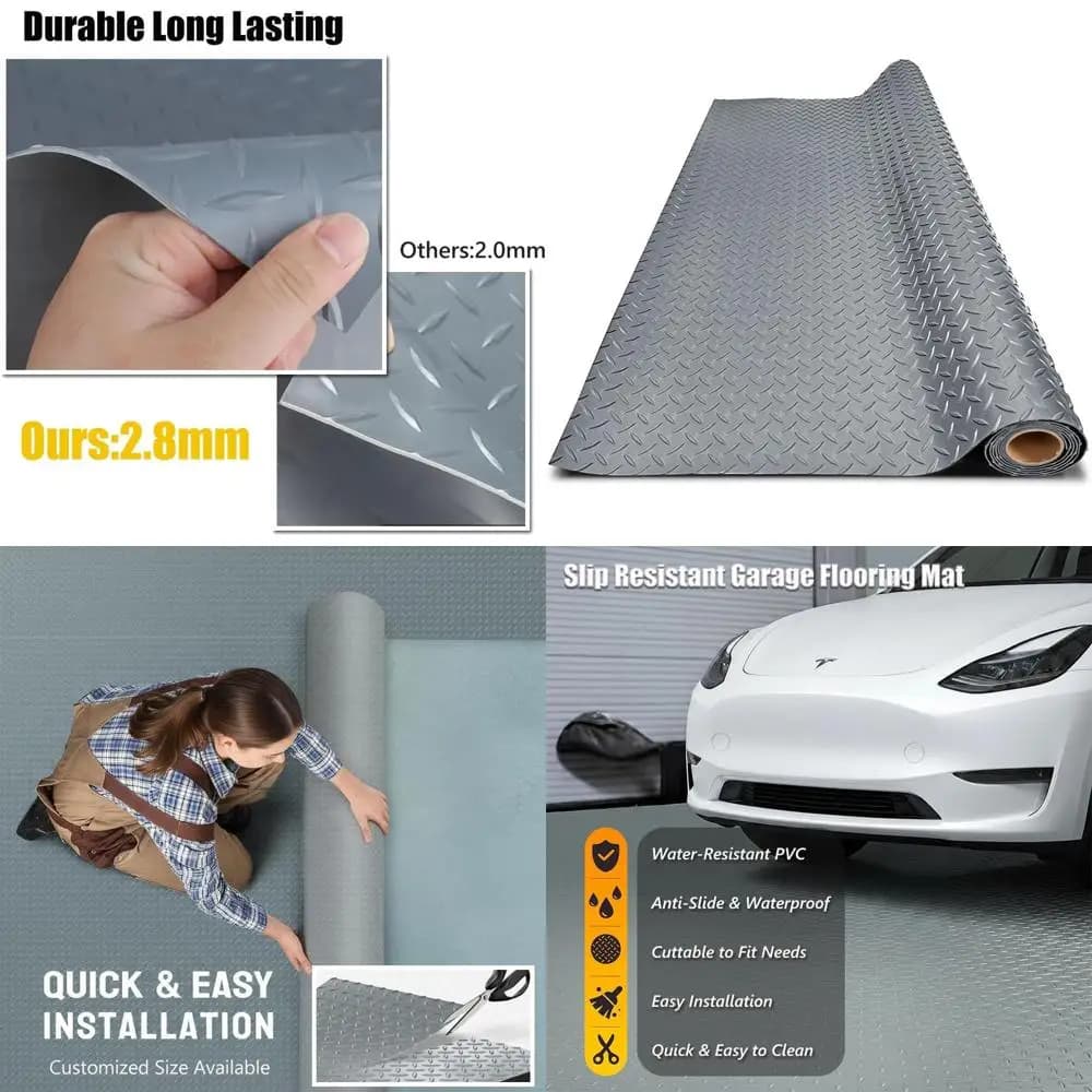 PVC garage pad thick, waterproof anti slip protection for cars, trailers, SUVs, basements, gyms (Grigio) - 30 cm x 66 cm