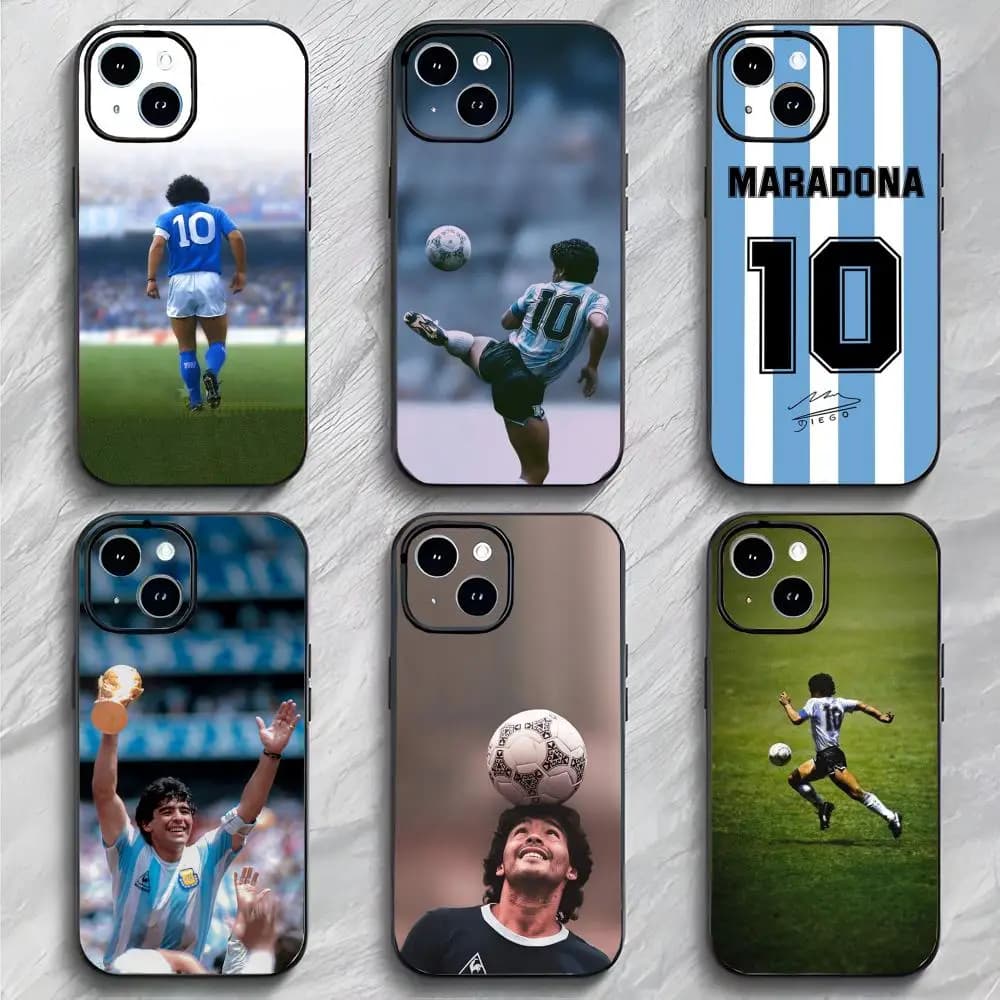 Custodia per telefono leggera e morbida con packaging, ispirata alla leggendaria stella del calcio Diego Maradona, per iPhone 17 16 15 14 13 Pro Max