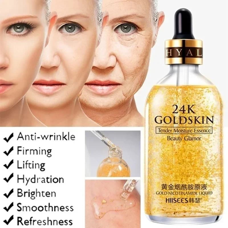 17ml/30ml 24K Oro Siero Anti Rughe Invecchiamento Viso Collagene Idratante Acido Ialuronico Nicotinamide Liquido Siero Viso