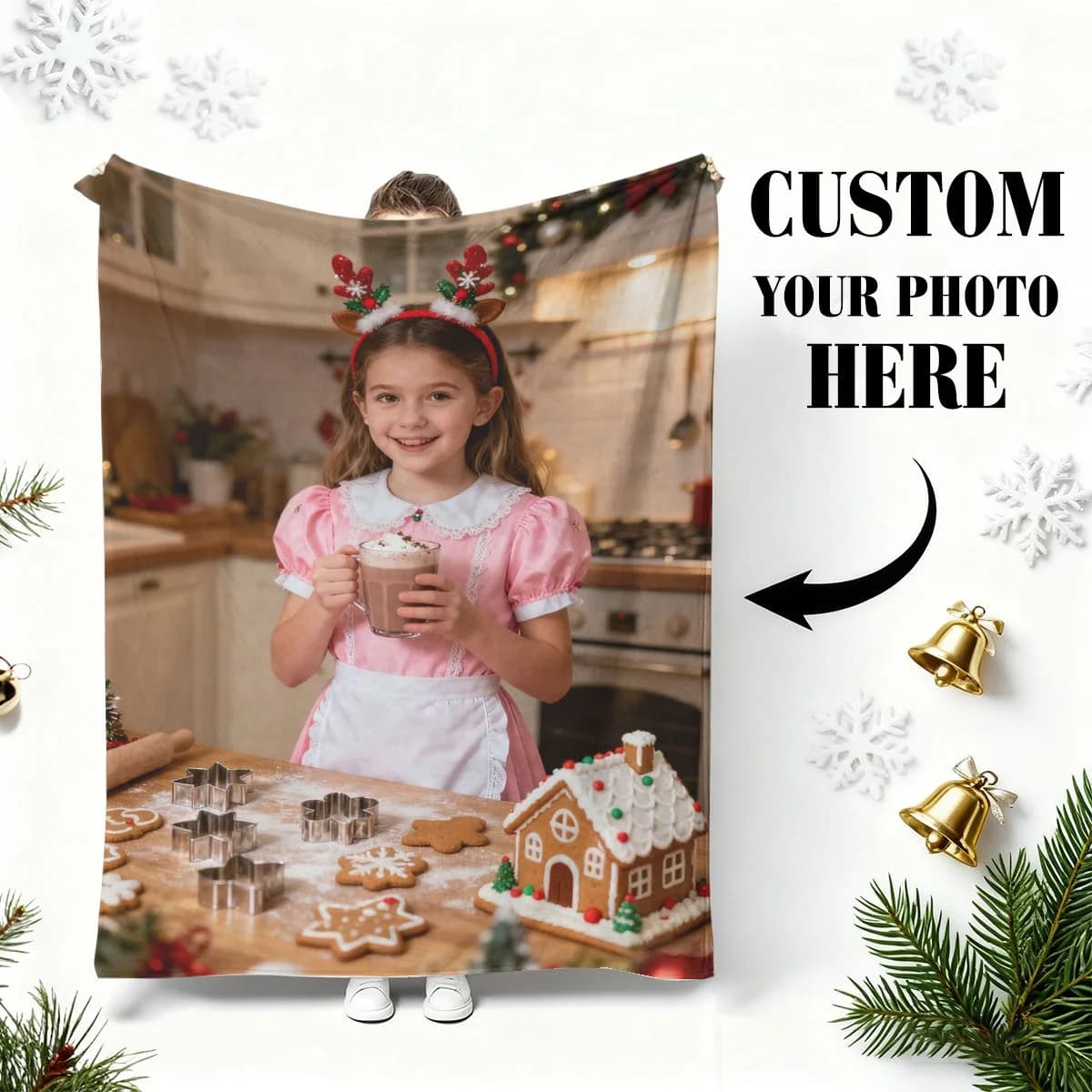 1 Piece of Custom Christmas Personalized Photo Flannel Blanket - High-Definition Printed Image That Does Not Fade, Lightweight,
