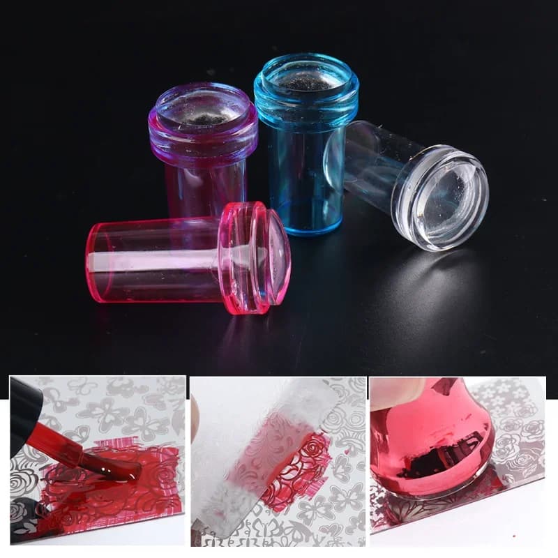 Set di 5 Stampini per Unghie French Tip - Kit di Strumenti in Silicone per Stamping con Gel Polish e Raschietto per Manicure Fai-da-Te, Design Unghie Effetto Gelatina