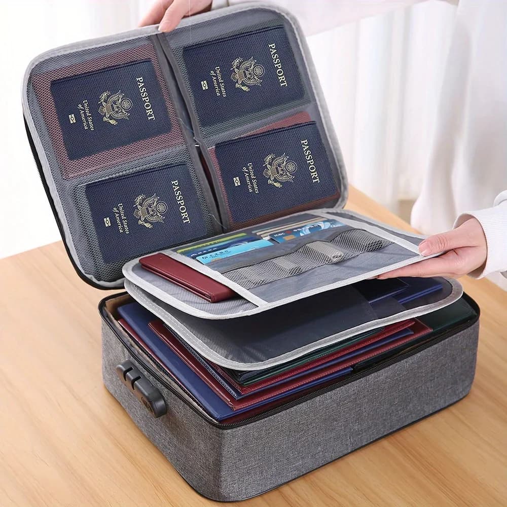 Borse per organizer per documenti Borsa sicura per viaggi in casa e ufficio Custodia portatile multistrato per certificati di passaporti importanti legali