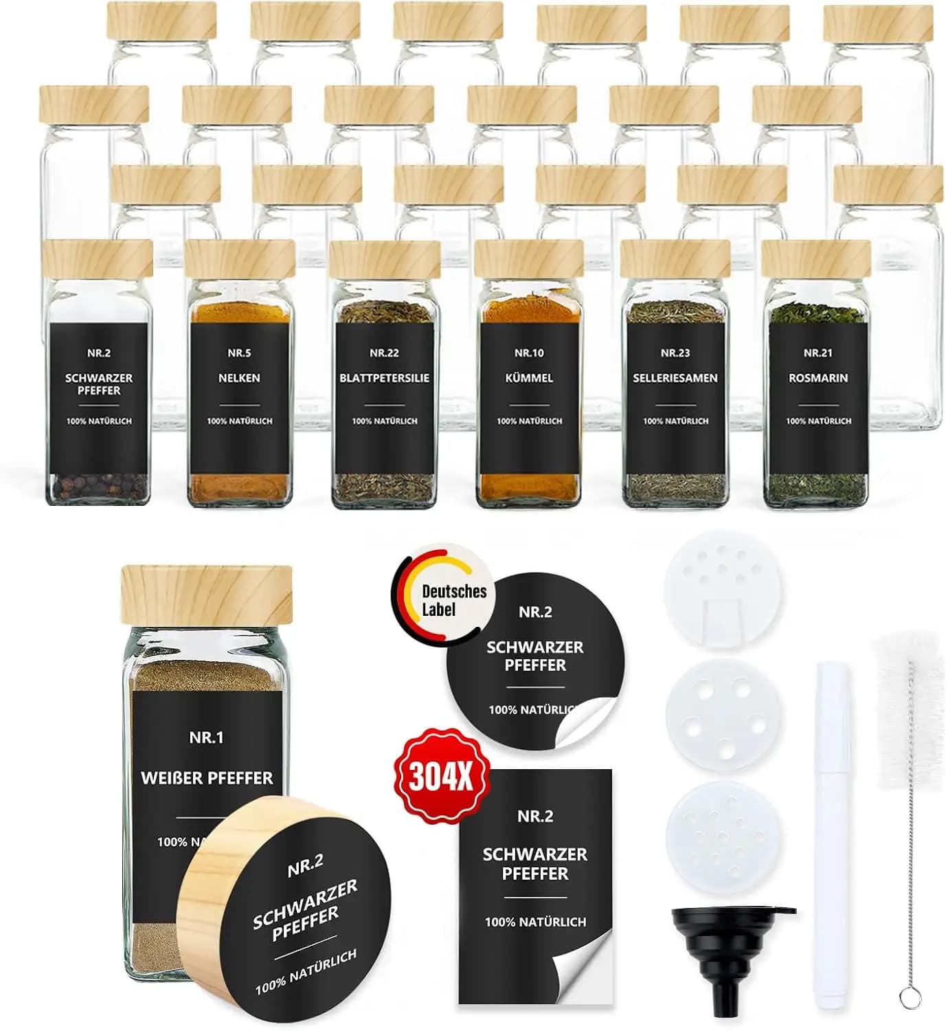 Set di 24 Contenitori con Coperchio in Legno da 120 ml, Vendita Calda