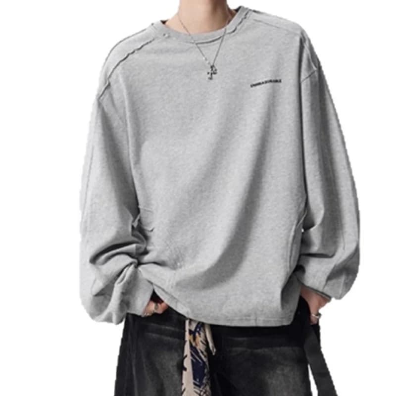 American Style Men's Letter Printing Long Sleeve T-Shirt Spring Autumn High Street Versatile Loose Patchwork Hoodies Pullover