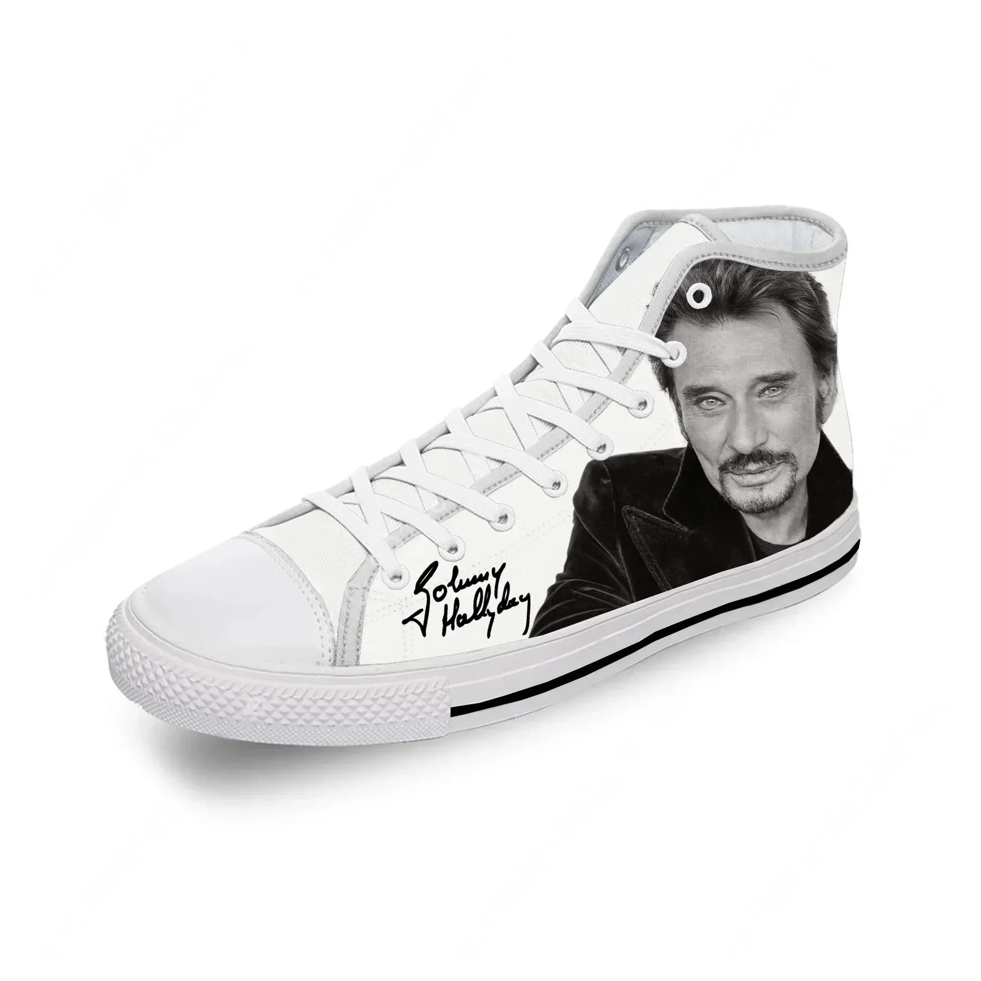 Frech Star Johnny Hallyday High Top Sneakers Mens Womens Casual Shoes Canvas Running Shoes 3D Print Lightweight Shoe
