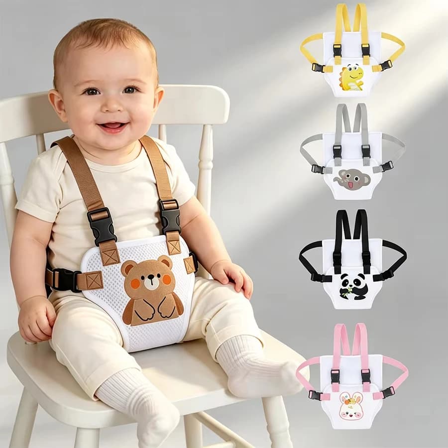 Baby Cartoon Dining Chair Strap With Mesh Design, Lightweight and Easy to Carry Portable Baby Feeding Harness, Safety Seat Strap