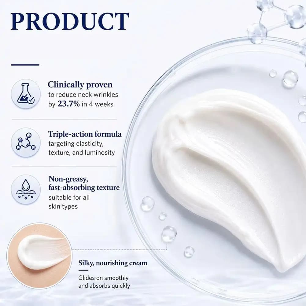 Collagen & Fullerene Firming Neck Cream Double Rollerball Design Fits Neck Contours Deeply Moisturizes Improves Neck Care Lotion