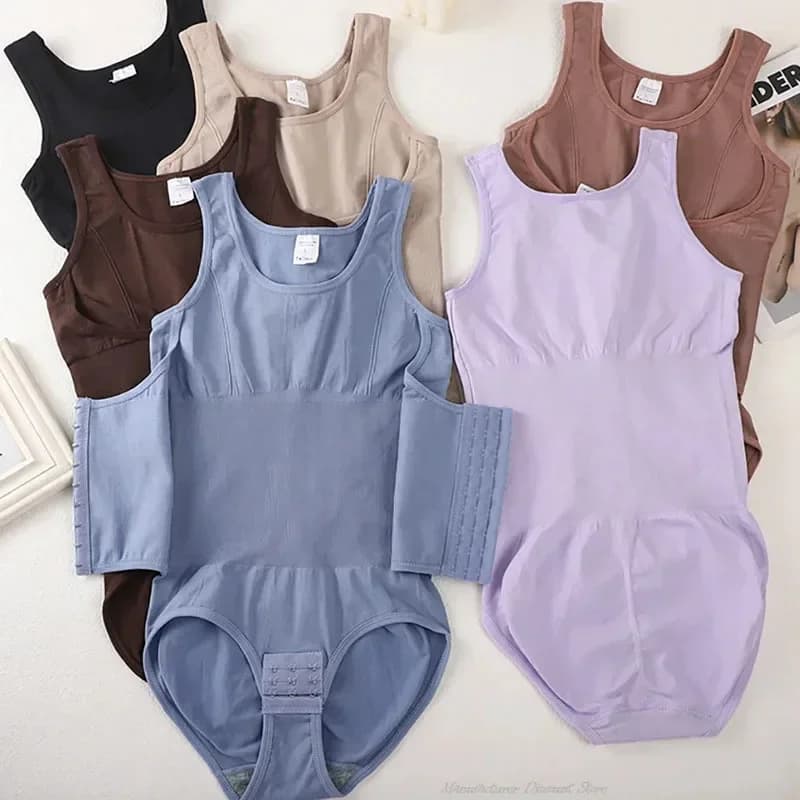 2025 New Body Shapewear with Hinge Belt Woman Tummy Control Fajas Body Shaper Waist Trainer Slimming Chestnut Top