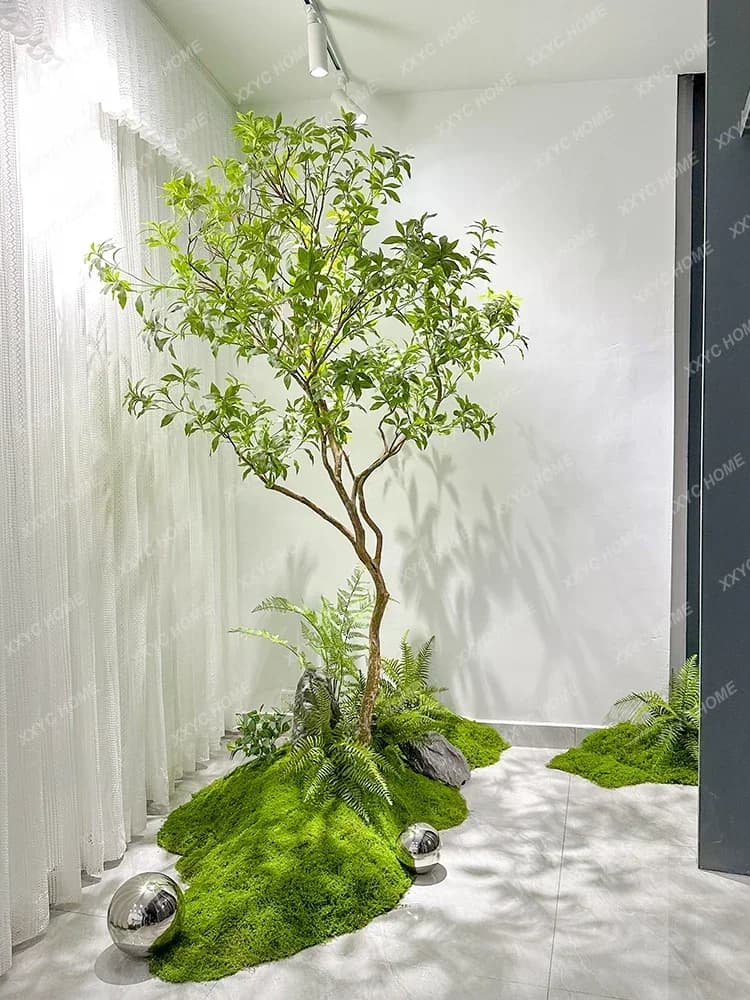 Artificial Decorative Tree for Landscapes, Bionic Green Plant, Large Fin Trees, Simple Decoration for Windows and Landscapes
