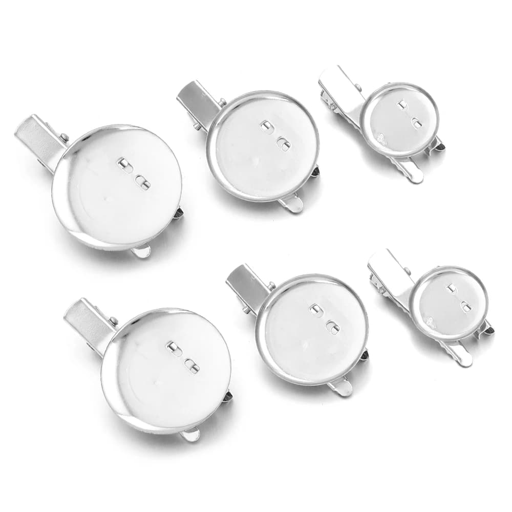 20 pcs 19 23 30mm Round Spill Base Hair Clips Cabochon Vassos Empty Trays Spilles For You Who Make Clothing Covers Results