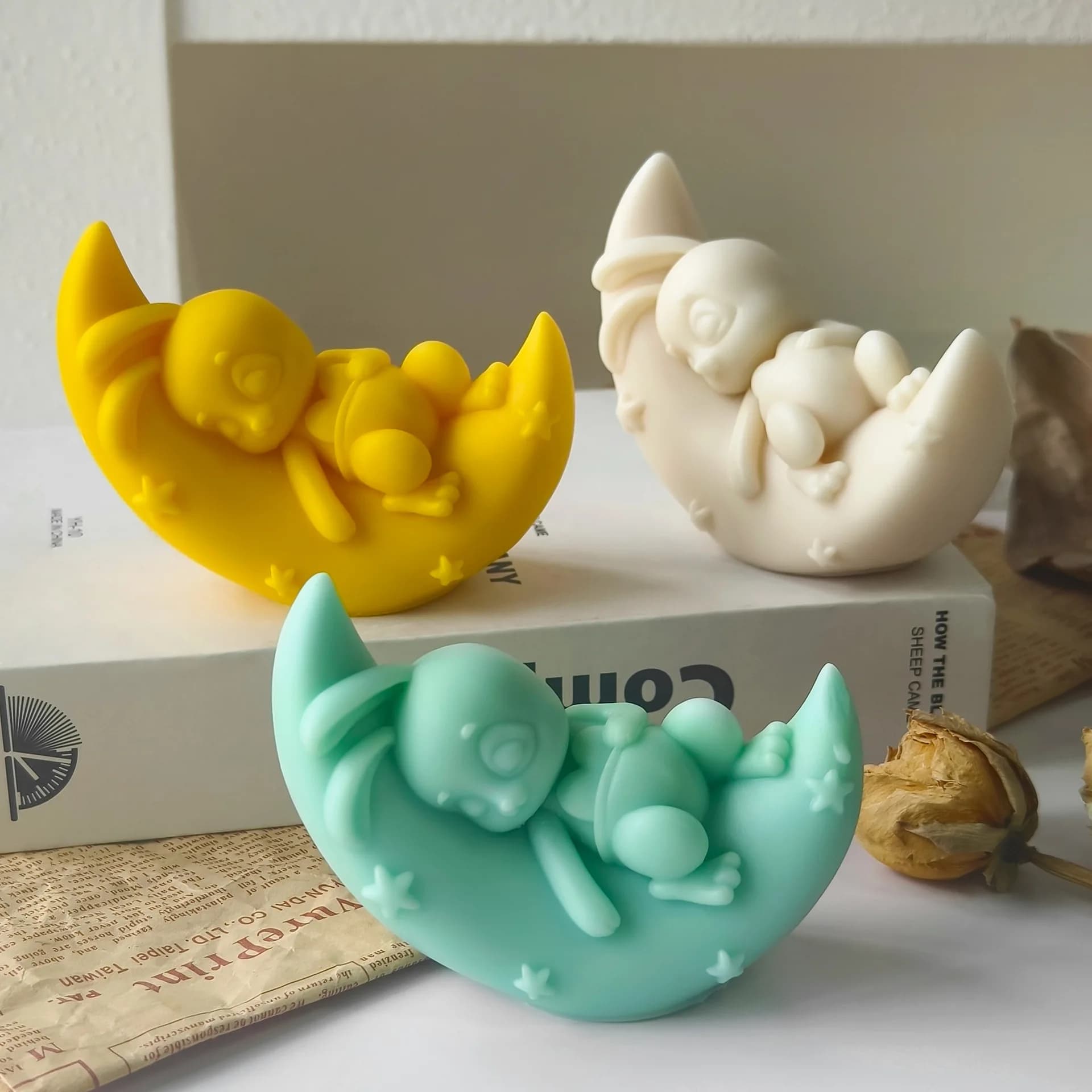 Sapone fatto a mano Aroma Candela Stampi per ornamenti in gesso Luna Decorazione da tavolo Stampo artigianale Stampo in silicone per coniglio luna fai da te