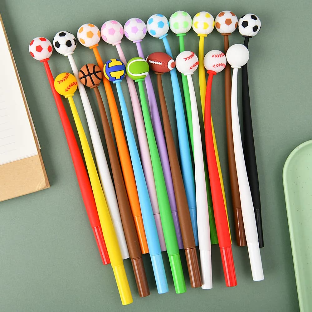2026 Sports Theme Gel Pen Soccer Football Basketball Rugby Cute Cartoon Student Water Pen Carbon Black Writing Instrument Random