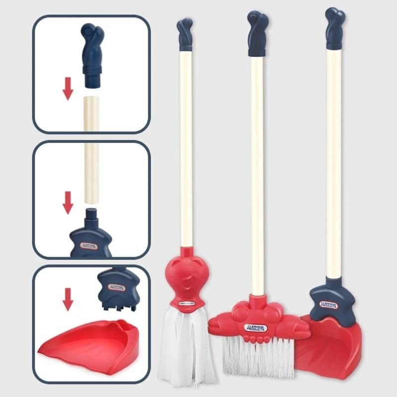 Kids Cleaning for Play Set Durable Housekeeping Broom Dustpan Mop Towing Bucket Soap Brush Bathroom Cleaning