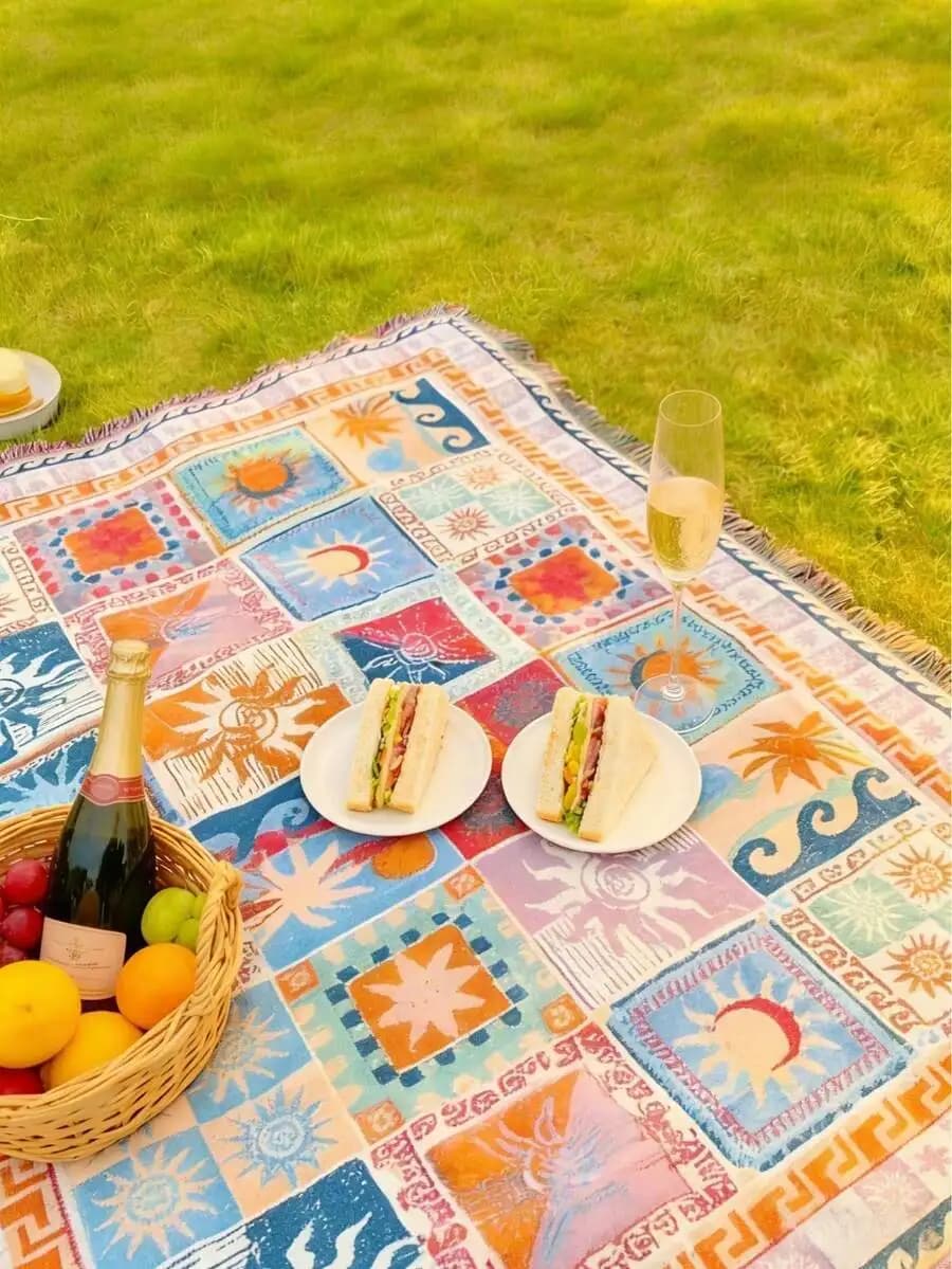Outdoor Blanket Portable Thick Picnic Rug Sofa Cover Beach Throw Camping Mat Warm Blanket, Suitable For Photography Backdrop,