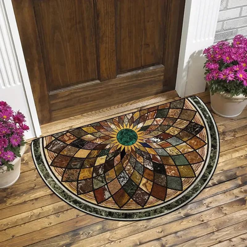 Semi-circular Crystal Velvet Floor Mat Stain-resistant And Wear-resistant Door Mat For Entrance-zh-semi-circular Floor Mat