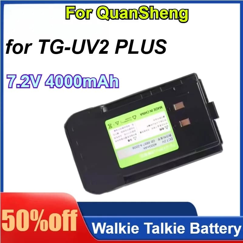 Batteria Ricaricabile agli Ioni di Litio 7.2V 4000mAh con Ricarica Type-C per QuanSheng TG-UV2 PLUS, Walkie Talkie con Clip da Cintura