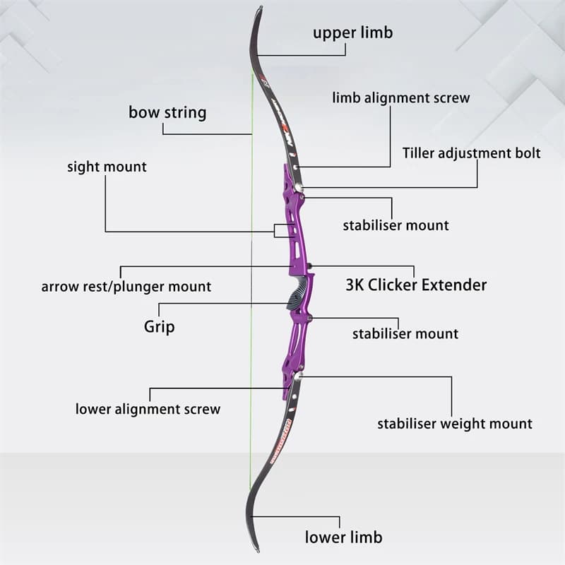 Nika Tiro con l'arco 68 "ET-8 Riser con N3 Fibra di carbonio ILF Limb 20-50lbs Arco ricurvo per tiro con l'arco Tiro al bersaglio Rihgt Mano