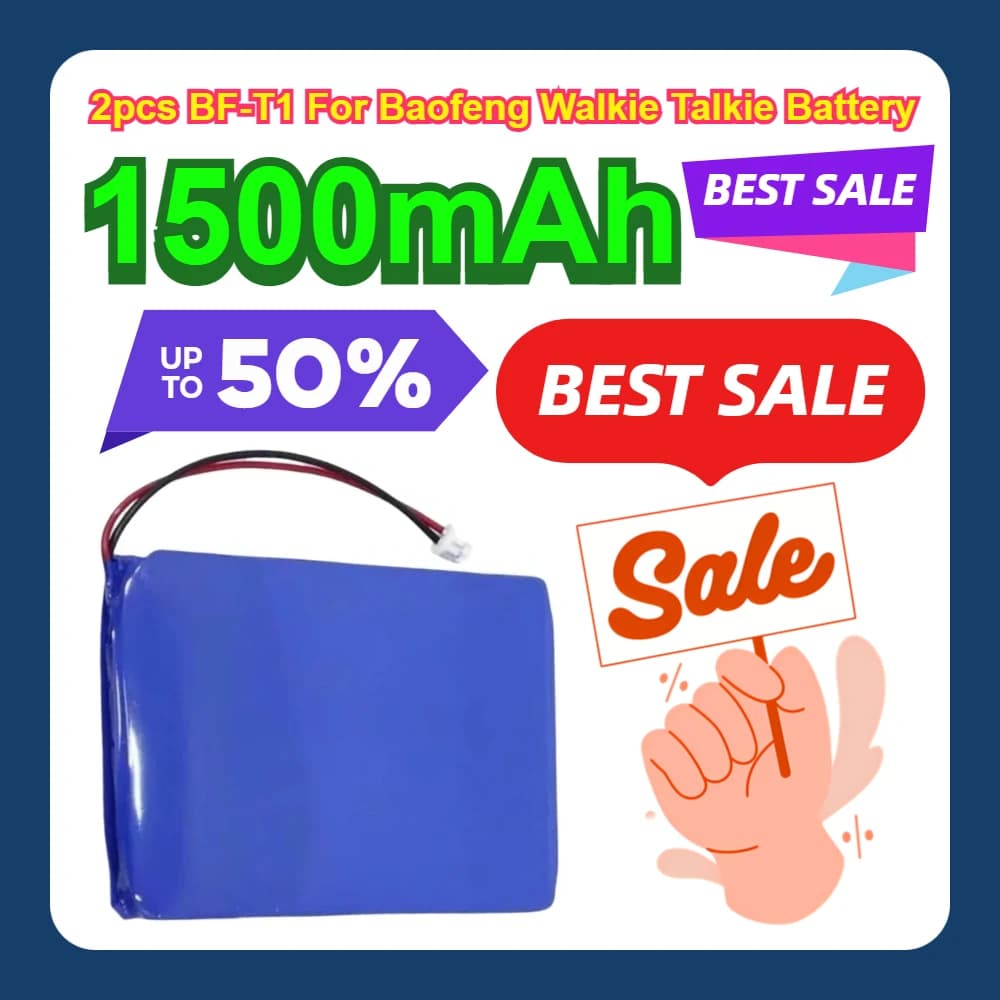 1500mAh 2pcs BF-T1 For Baofeng Walkie Talkie Battery