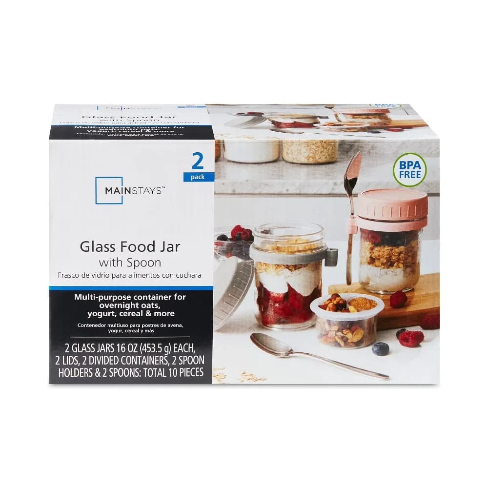 Portable Overnight Oats Food Jar and Parfait Container, Designed to Help with Packed Lunches and Daily Commutes, Meal Prep, and Overnight Oats