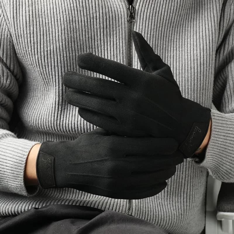 Guanti in velluto caldo Guanti touch screen autunno inverno per uomo Guanti a cinque dita da uomo alla moda Guanti da ciclismo per guida all'aperto