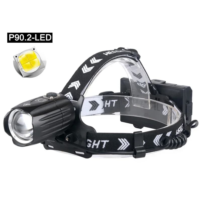 T135 Ultra Luminoso 3000 Lumem XHP90.2 Torcia frontale a LED Torcia frontale ricaricabile USB XHP90 Zoom Lampada frontale zoomabile da 18650