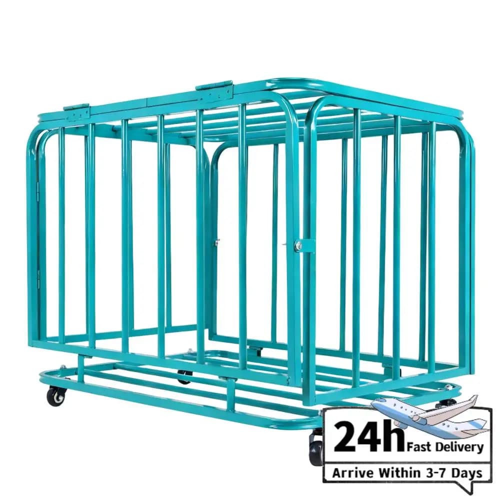 Carrello Pieghevole per Palloni Sportivi con Ruote e Coperchio, Organizzatore per Attrezzature Sportive, Cesto Portaoggetti per Garage, Palestra o Parco Giochi