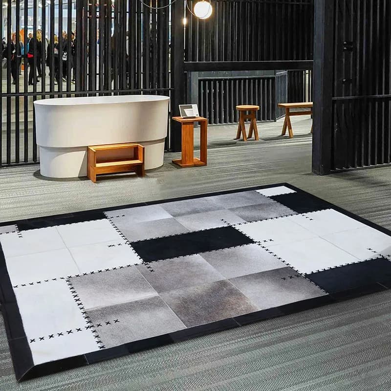 Tappeto in vera pelle di vacchetta Soggiorno Studio americano Divano Tavolino Tappetino Casa Camera da letto moderna Tappetino da comodino fatto a mano in vera pelle
