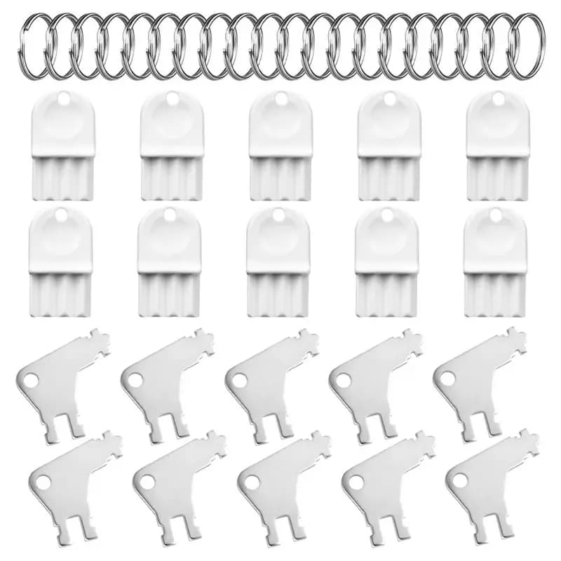 ABWR-20 Pezzi Chiavi per Dispenser di Carta Igienica, Chiavi di Ricambio in Plastica e Metallo per Dispenser di Carta Igienica con 20 Anelli Portachiavi
