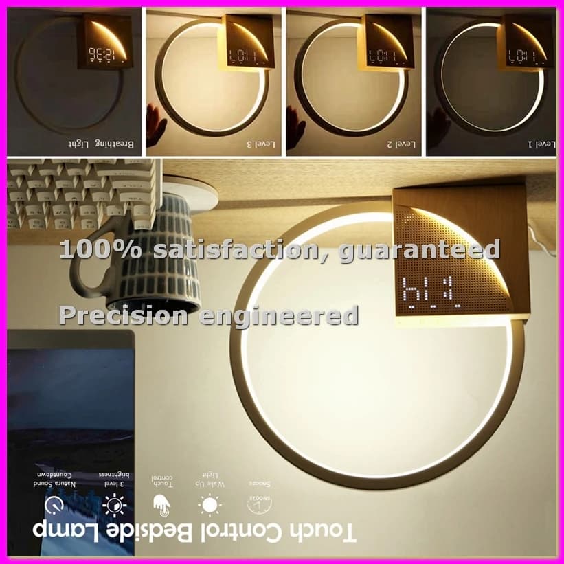 Luce Notturna con Sveglia per Camera da Letto, Lampada da Tavolo Dimmerabile a 3 Livelli con Suono Bianco per Bambini, Spina USA - AD23
