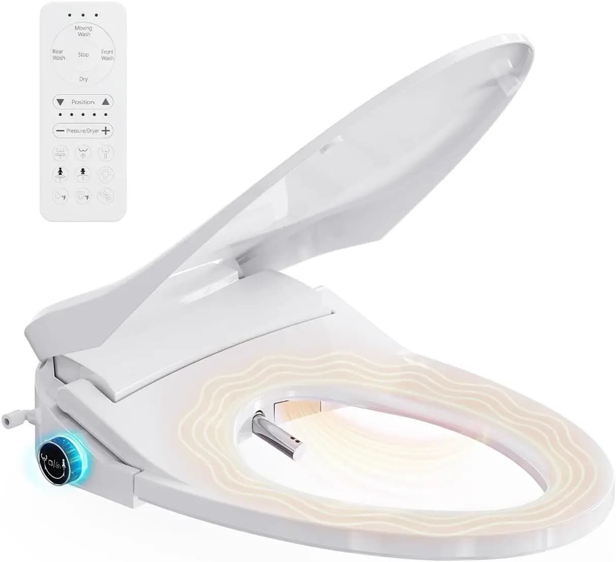 Sedile WC Elettrico Riscaldato con Bidet, Acqua Calda, Asciugatore, Pressione Regolabile, Ugello Autopulente, Luce Notturna per Tutti