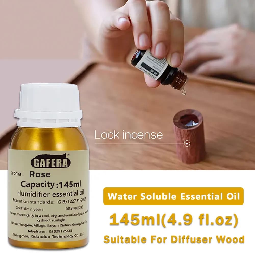 GAFERA 145ml (4.9 fl.oz) Oli Essenziali Rosa/Pera Inglese e Fresia - Per Diffusori in Legno, Legno Profumato, Pietre Aromatiche e Umidificatori