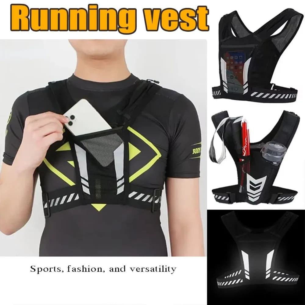 Large Capacity Reflective Running Vest Hydration Pack With Phone Pocket For Cycling Night Running Outdoor Sports Men Women