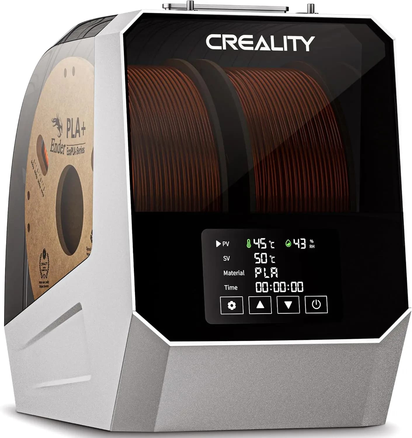 Asciugatore per filamenti a doppia bobina con rotazione a 360° ° Riscaldamento Rapido, Riscaldatore PTC e Schermo Touch da 4 Pollici, Compatibile con PLA, ABS, PETG, TPU e Altri