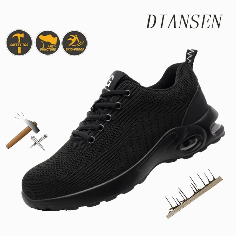 Scarpe antinfortunistiche da lavoro leggere Scarpe da ginnastica con punta in acciaio Calzature da trekking casual per tutte le stagioni traspiranti anti-sfondamento per cantiere di esploitazione
