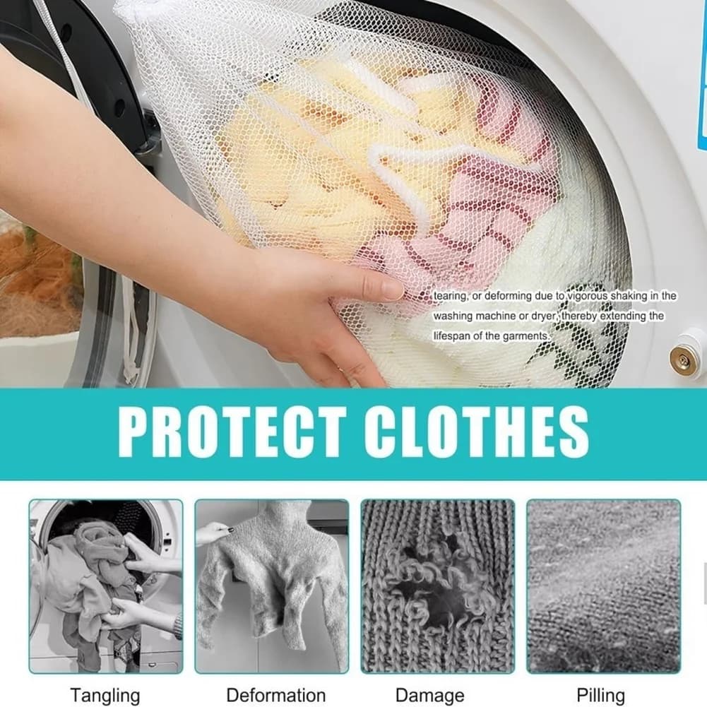 Pack of 6 bags to wash for bras, socks and delicate clothes, net linen bags for clothing during washing cycles in washing machine