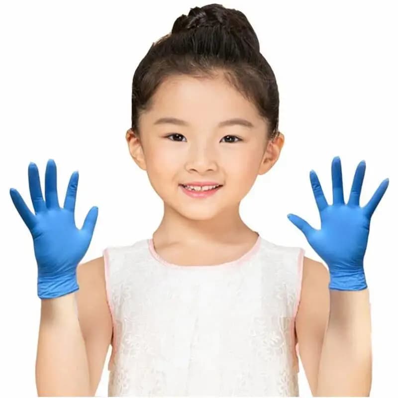 Guanti Monouso in Nitrile per Bambini, Senza Polvere e Lattice, per Pulizie Domestiche, Artigianato, Pittura, Giardinaggio e Lavaggio