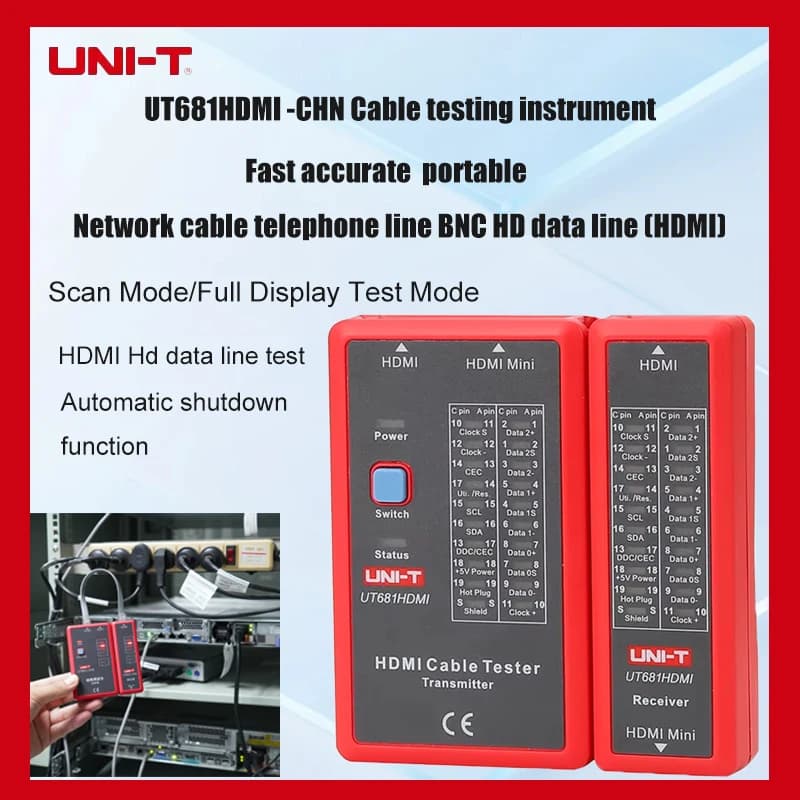 UNI-T MINI-HDMI Cable Tester UT681HDMI Cable Locator Lan Finder Network Analyzers Repair Tools