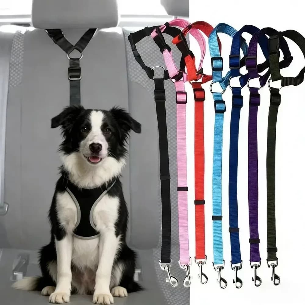 Cintura di Sicurezza Regolabile per Animali Domestici, Imbracatura in Nylon per Poggiatesta Auto, Guinzaglio per Cani e Gatti, Accessorio da Viaggio per Veicoli